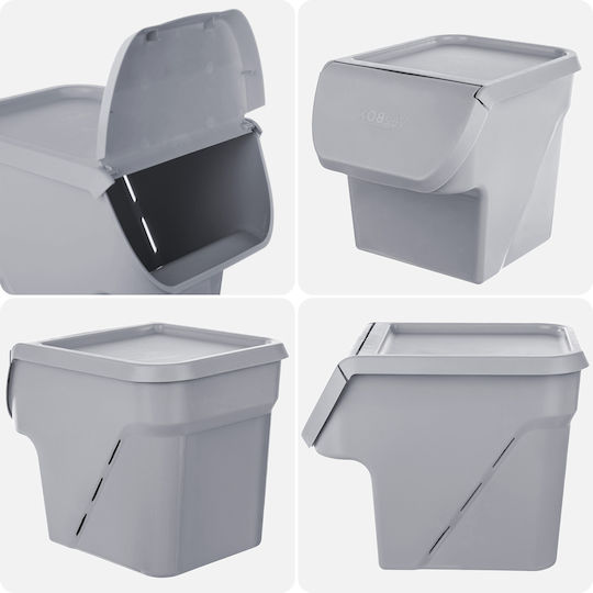 Kadax Vază Utilizare Generală Cu Capac Plastic Gri 26.5x26x33cm