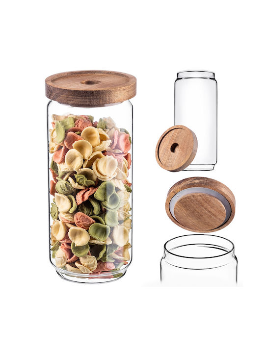 Kadax Glass Food Jar for Pasta Tea Sugar Cereals Coffee with Lid Transparent 950ml 1 Piece