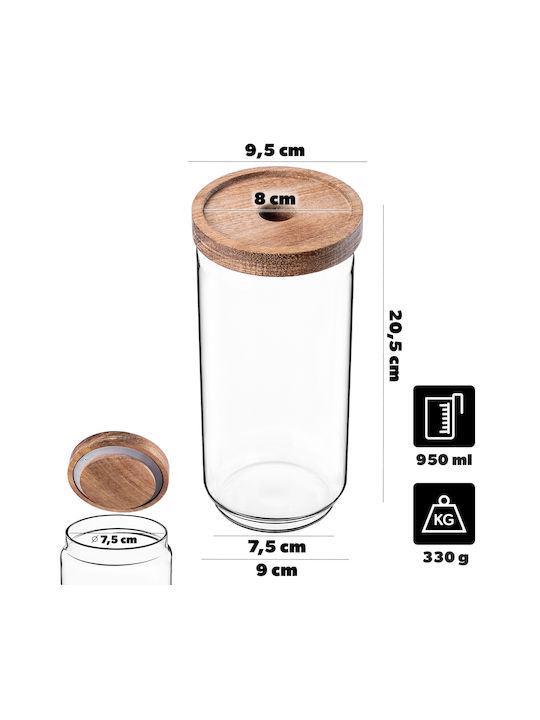 Kadax Glass Food Jar for Pasta Tea Sugar Cereals Coffee with Lid Transparent 950ml 1 Piece
