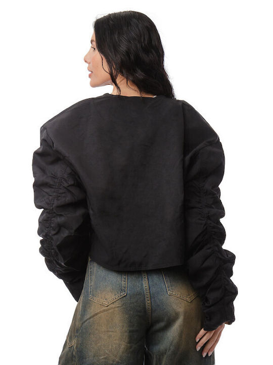 Crop Women's Jacket for Winter Black