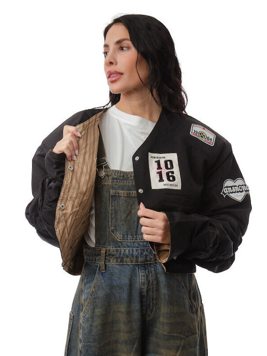 Crop Women's Jacket for Winter Black