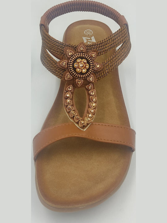 Damen Flache Sandalen Braun