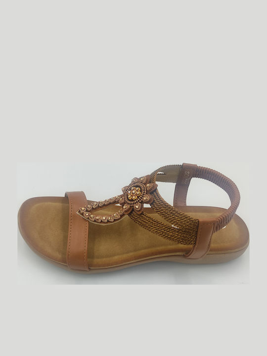 Damen Flache Sandalen Braun
