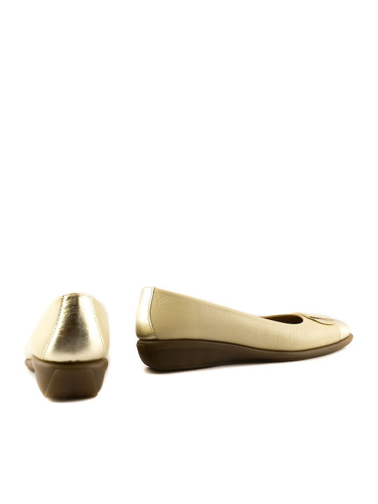 Leather Women's Ballerina Shoes in Beige Colour