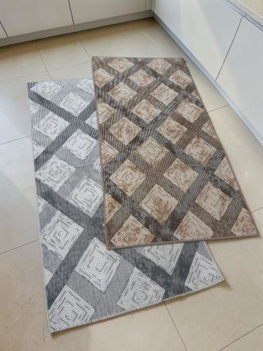Linea Home 2504 Rutschfest Wohnzimmer Teppich Rund Grau Φ150cm