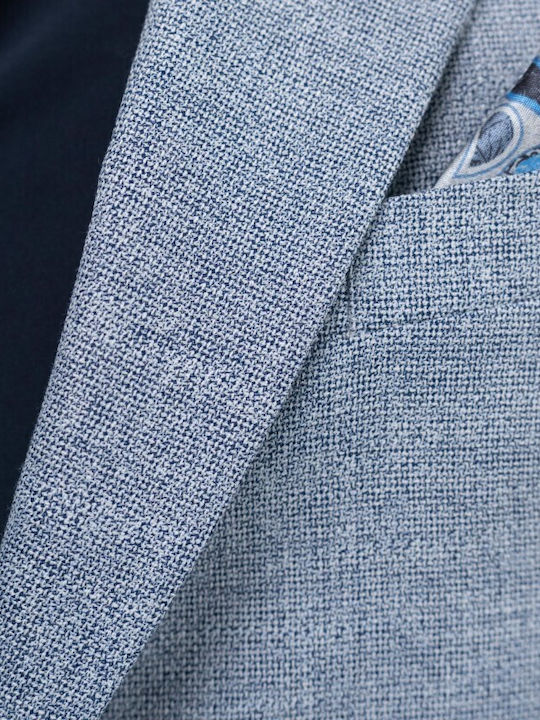 Summer Men’s Suit Jacket with Slim Fit Blue-Grey