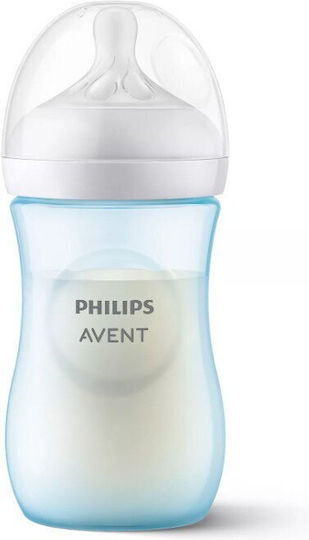 Philips Set Biberoane din Plastic Natural Anti-colici cu Tetină din Silicon pentru 1+ Luni Albastre 260ml