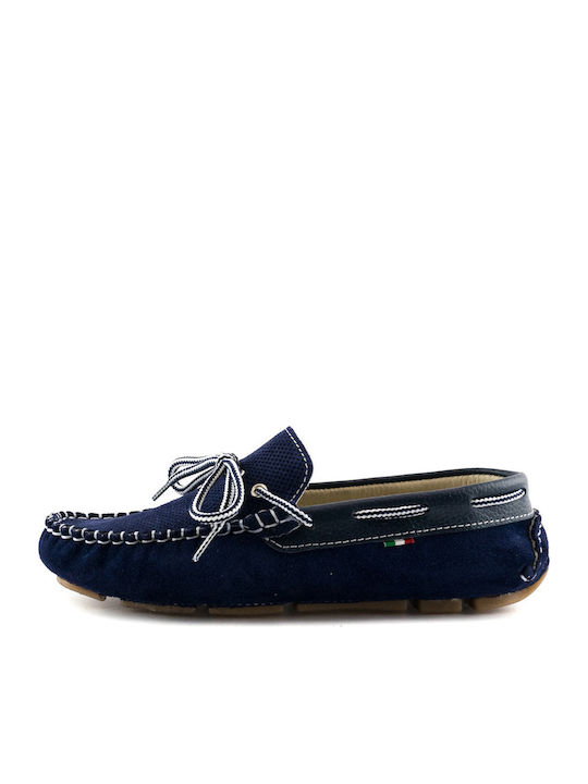 Leather Kids Moccasins Blue