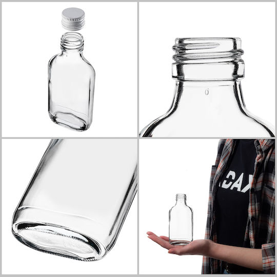 Sticlă Flask 100ml Capac Alb 10 Bucăți