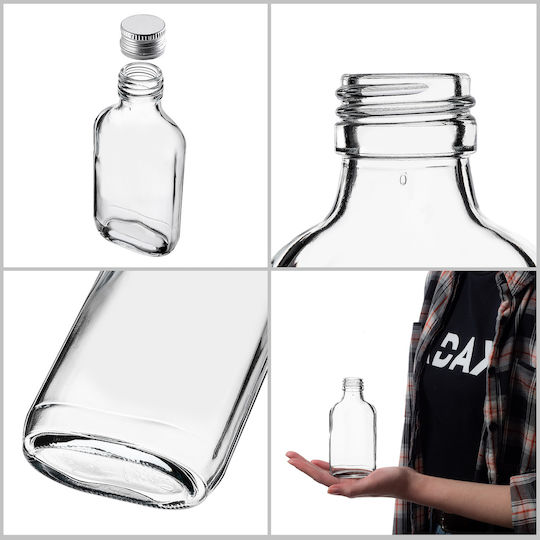 100ml Flask Bottle Silver Cap 1 Pc