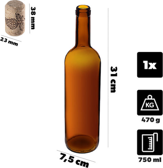 Wine Bottle Cork Bordeaux 0.75l 750ml Glass Bottles Wine Cider