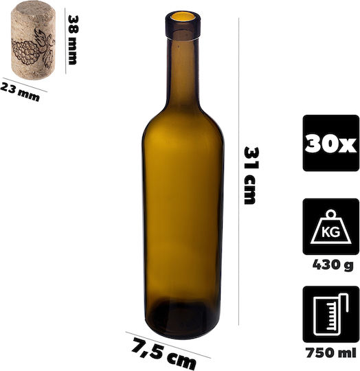 10 Pcs Glass Bottles Wine Liqueurs Wine Bottle 0.75l 750ml + Stoppers