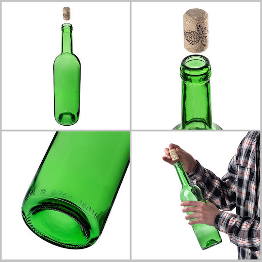 Wine Bottle Cork Bordeaux 0.75l 750ml Glass Bottles Wine Cider