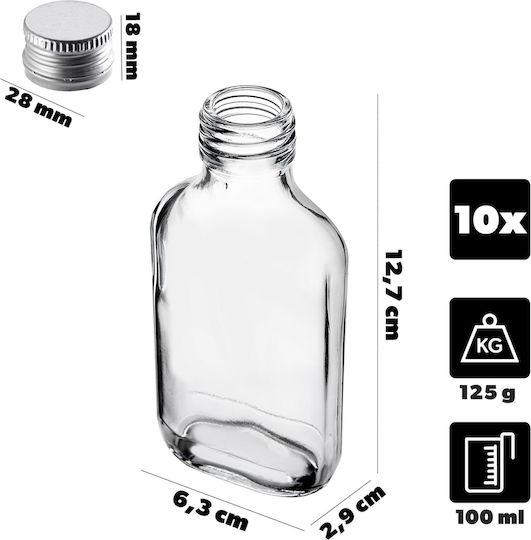 Flaschen Fläschchen 100ml Silber Verschlüsse 10 Stücke