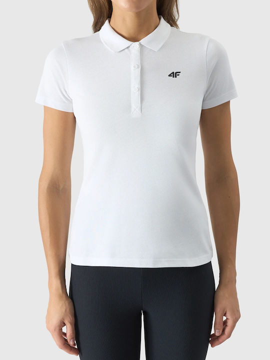 Women's Athletic Polo Blouse Short Sleeve White