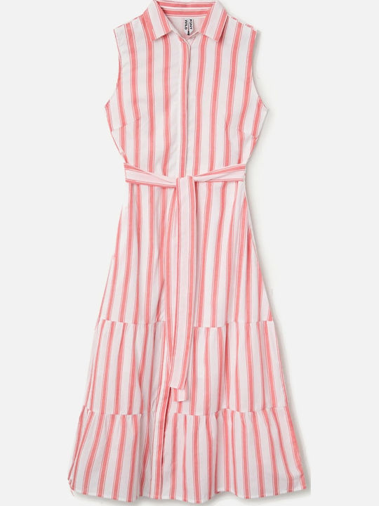 Summer Midi Shirt Dress Striped