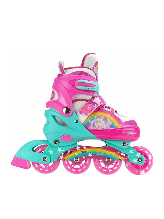 Action One Set Role Reglabile Inline Pentru Adulți Copii Unicorn Fantasy S 31-34 Roz