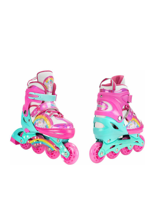 Action One Set Role Reglabile Inline Pentru Adulți Copii Unicorn Fantasy S 31-34 Roz