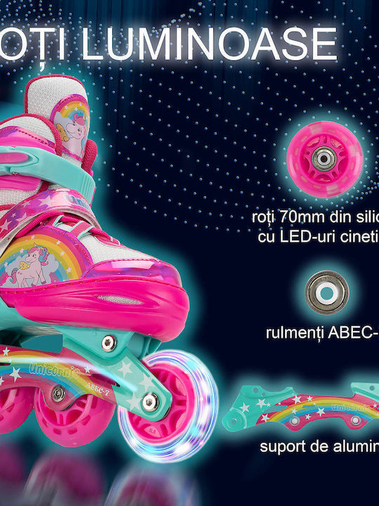 Action One Set Role În Linie Reglabile Pentru Adulți Copii Unicorn Fantasy M 35-38 Roz