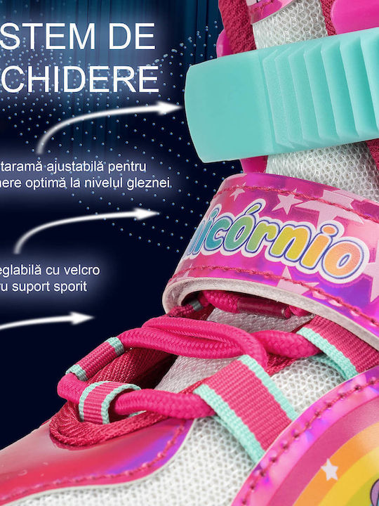 Action One Set Role Reglabile În Linie Pentru Adulți Copii Unicorn Fantasy Xs 27-30 Roz