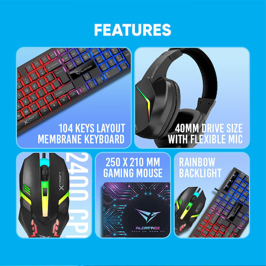 Alcatroz X-Craft Basecamp Gaming Keyboard with RGB Lighting English US