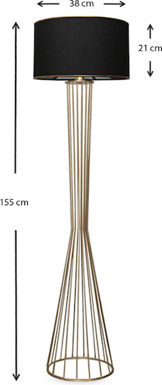 Klikareto Floor Lamp H155xL38cm with Socket for E27 Bulb Gold