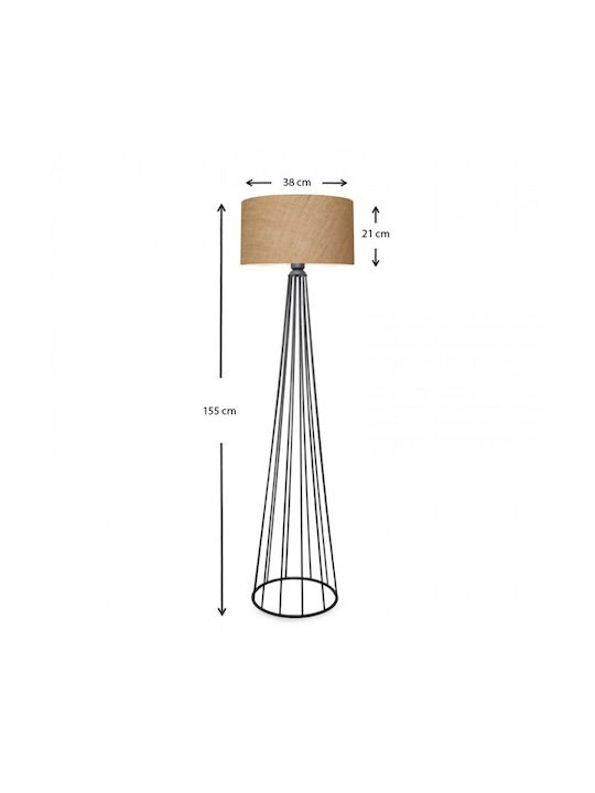 Klikareto Floor Lamp H155xL38cm with Socket for E27 Bulb Beige