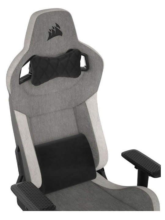 Corsair T3 Rush Fabric (2023) Υφασμάτινη Καρέκλα Gaming με Ρυθμιζόμενα Μπράτσα Γκρι/Λευκό