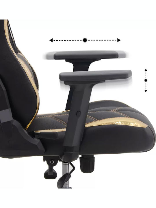 Megapap ZIO Gaming Pro Horografik Καρέκλα Gaming Δερματίνης με Ρυθμιζόμενα Μπράτσα χρυσό - μαύρο
