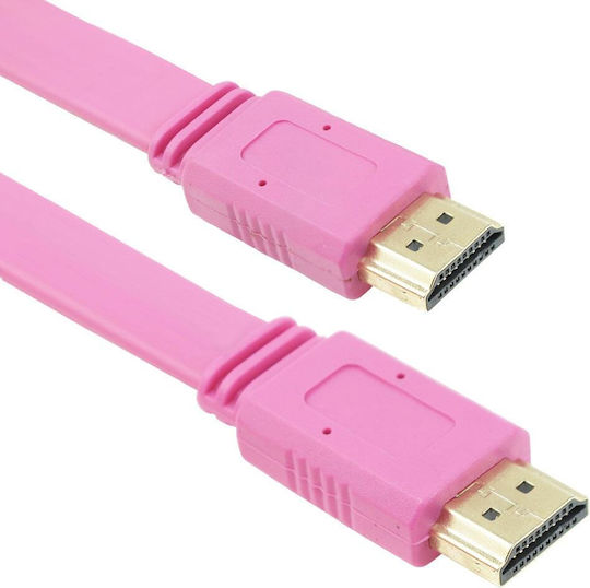 HDMI-Kabel HDMI 1.4 High Speed 1080p 120Hz Flaches Kabel HDMI-Stecker - HDMI-Stecker 3m Rosa
