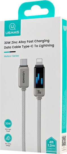 Usams Geflochtenes USB-C zu Blitzkabel 30W Weiß 1,2m DM120235