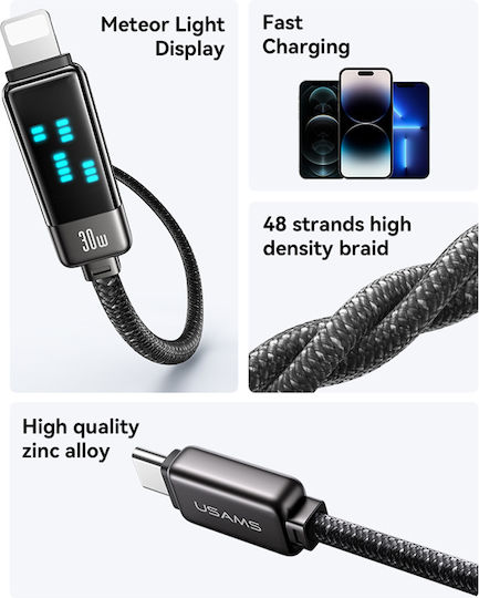 Usams Geflochtenes USB-C zu Blitzkabel 30W Weiß 1,2m DM120235