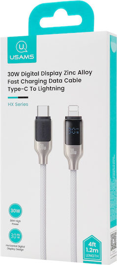 Usams Braided USB-C to Lightning Cable 30W Λευκό 1.2m DM121299