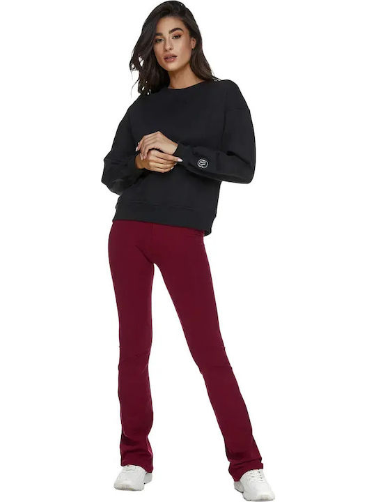 Jazz Training Women's Long High Waist Push Up Burgundy Leggings