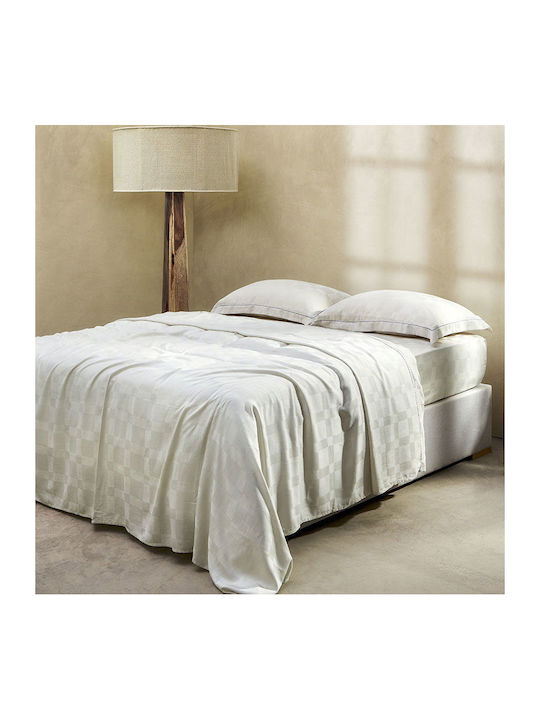 Hauz Limited Edition Bed Sheet Set with 2 Pillowcases Double Size with Rubber Hugger 160x200+40cm Ecru (3 Pieces)