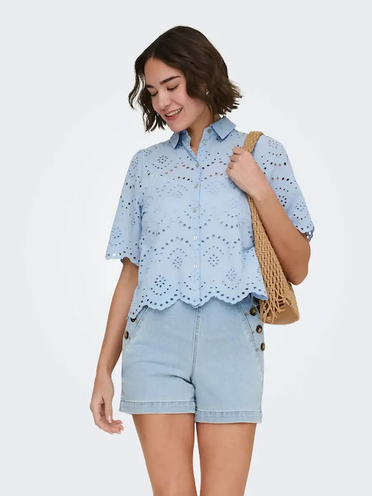 Short Sleeve Women's Shirt Light Blue