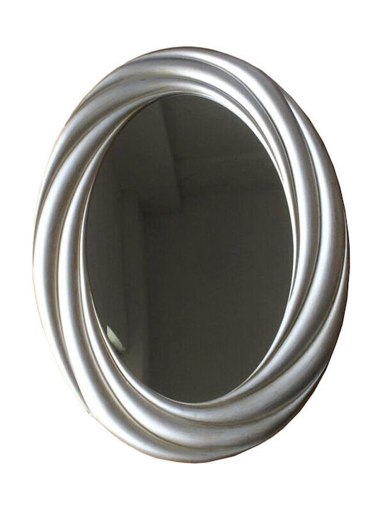 Homeplus Oglindă de Perete Ovală cu Argintiu Ramă din Plastic 76x56cm 1buc