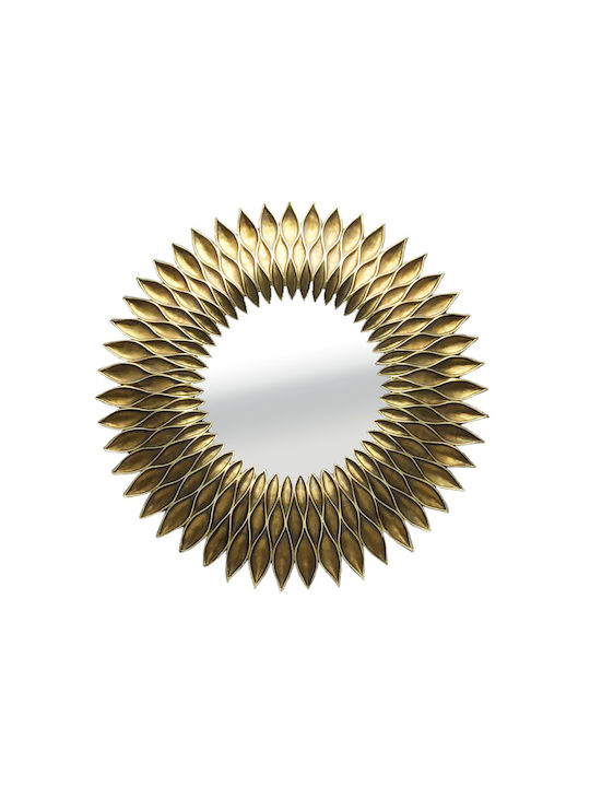 Liberta Girasol Wall Mirror with Gold Plastic Frame Diameter 51cm 1pcs