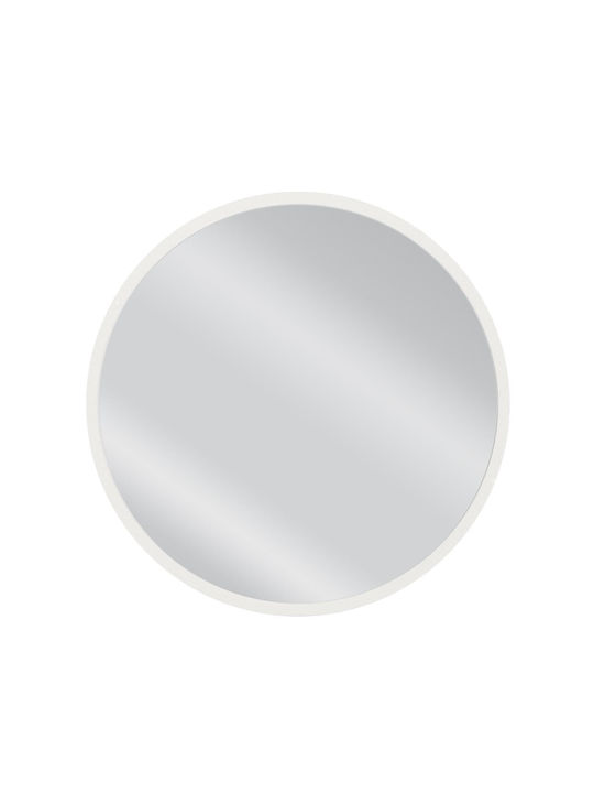 ArteLibre Makur Wall Mirror with White Wooden Frame Diameter 60cm 1pcs
