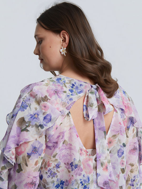 Γυναικεία Μπλούζα Μακρυμάνικη Floral Λιλά