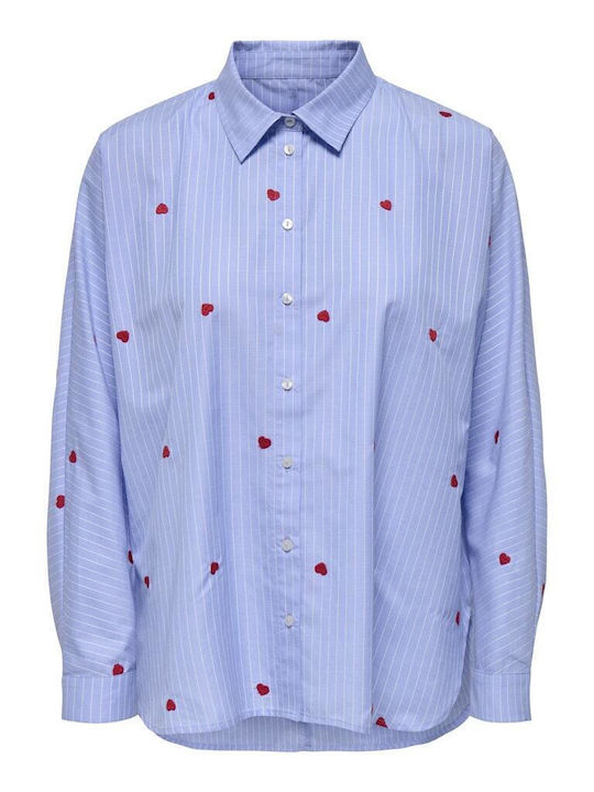 Women's Striped Long Sleeve Shirt Sky Blue