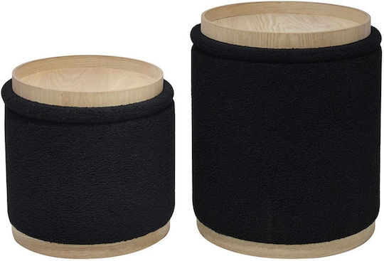 Taburet Cameră de Zi cu Spațiu de Depozitare Îmbrăcat în Țesătură Matic Negru 2 Bucăți 39x39x44cm E70401,1