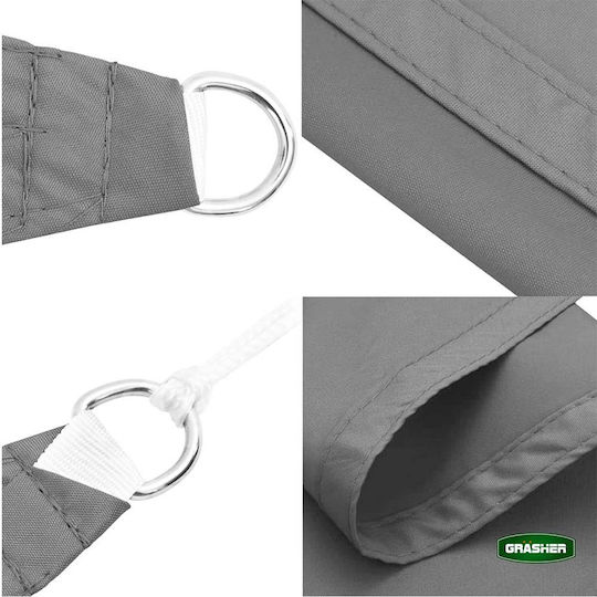 Grasher Triangle Shade Sail Gray With Hoops 3.5x3.5m 180gr/m²