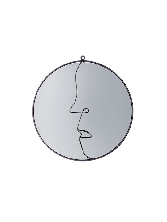 ArteLibre Face Oglindă de Perete cu Negru Ramă din Metalic Diametru 40cm 1buc