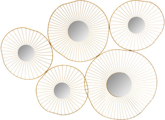 167008B Wandspiegel Gold Durchmesser 79cm 5Stücke