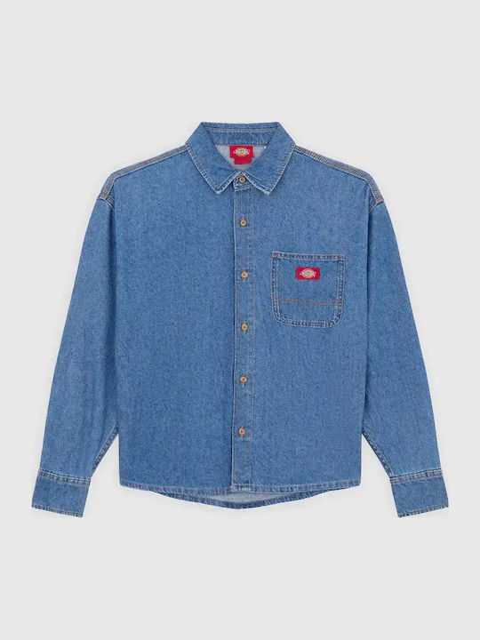 Long Sleeve Women's Denim Shirt Classic Blue