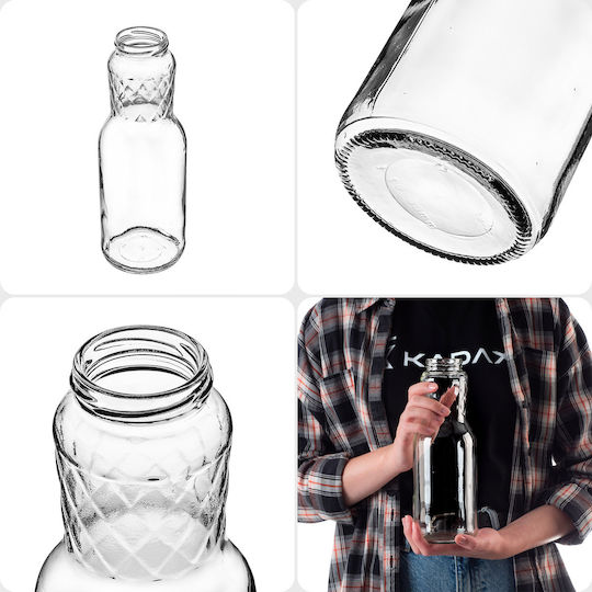 Kadax Glass Water Bottle With Screw Lid Transparent 1000ml