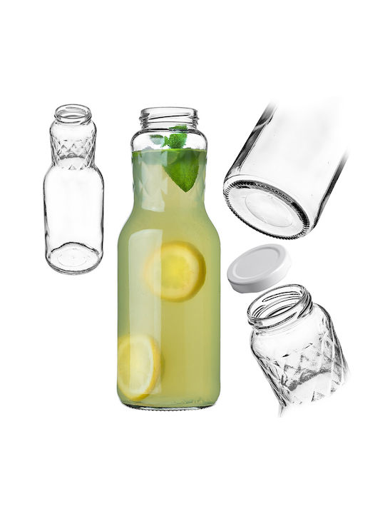 Kadax Glass Water Bottle With Screw Lid Transparent 1000ml