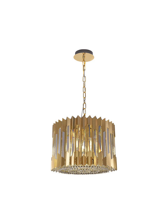 Eko Light Hängelampe Gold mit Kristallen für Fassung E14, E.14 42x42cm.