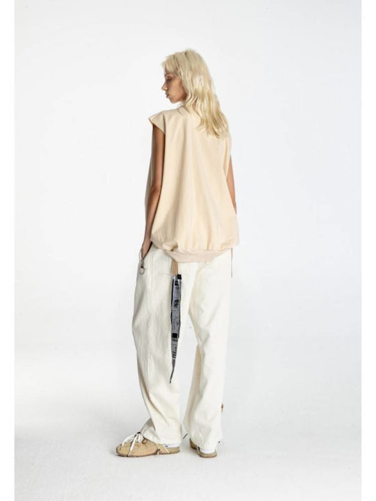 Women's Sleeveless Beige Blouse